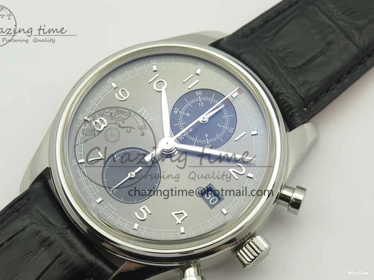 MIROTIME 0213 Portuguese Chrono SS ZF 1:1 Best Edition Gray Dial SS On Black Leather Strap A ZipUp 7215